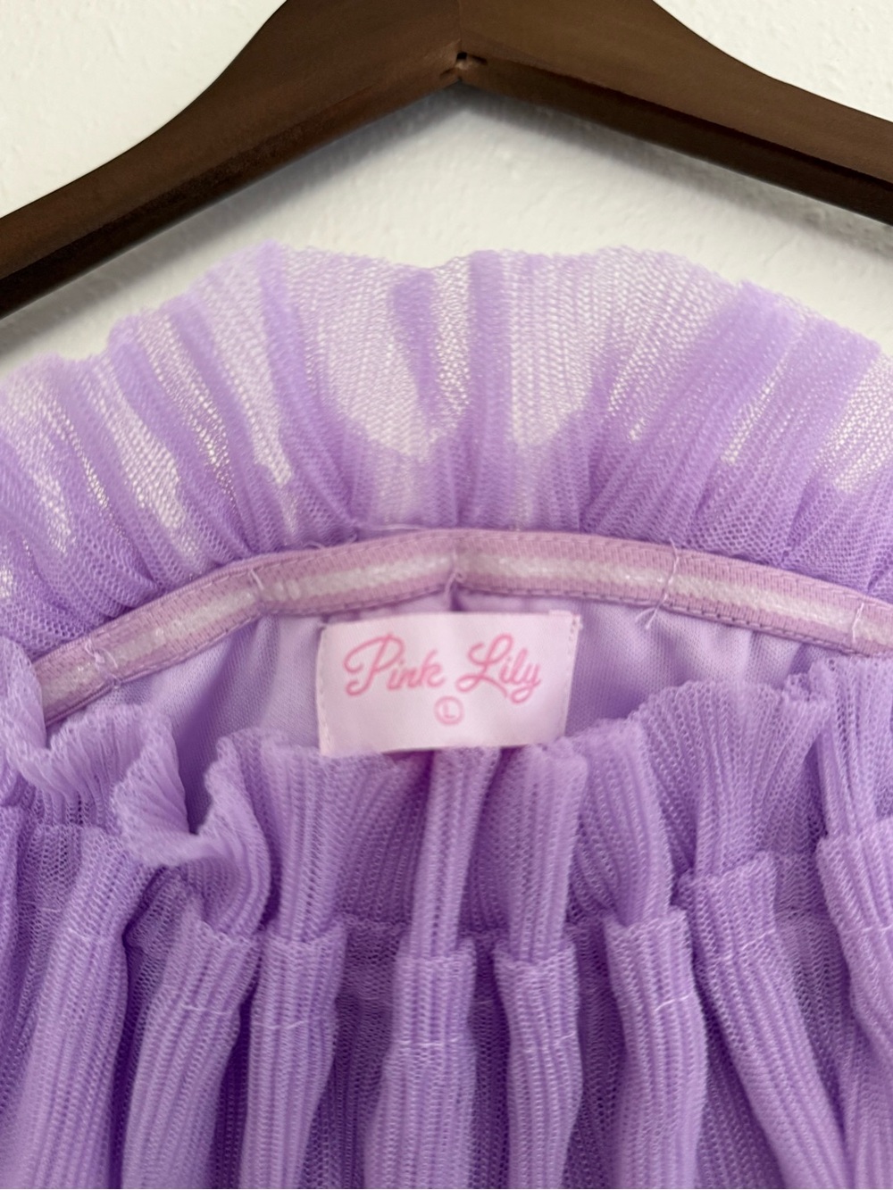 Pink Lily Lavender Tulle Ruffle Strapless Tube Top L - Picture 4 of 5